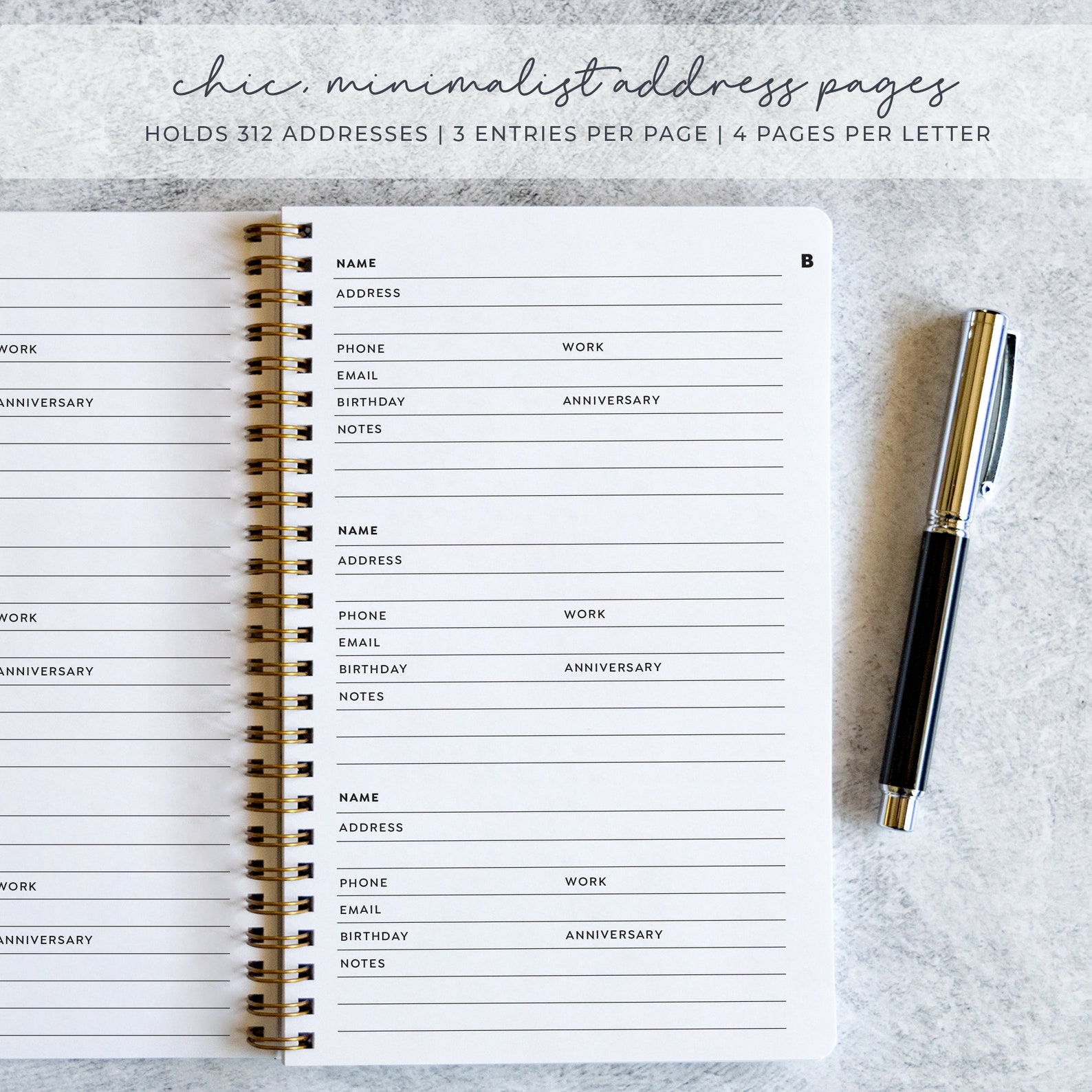 Printed Contacts Book With Personalized Cover Spiral Notebook Etsy UK