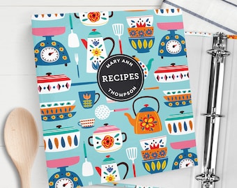 Recipe Binder, Personalized 3-Ring Binder, Refillable, Retro Kitchen Decor, Recipe Book, Kitchen Shower, Gifts for Her, Gifts for Mom 6322