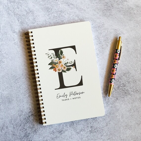 Autumn Florals Monogram Notebook, To Do List Spiral Notebook, To Do List Pad, Task Notebook, Stocking Stuffers, Personalized Gifts NB6409TD