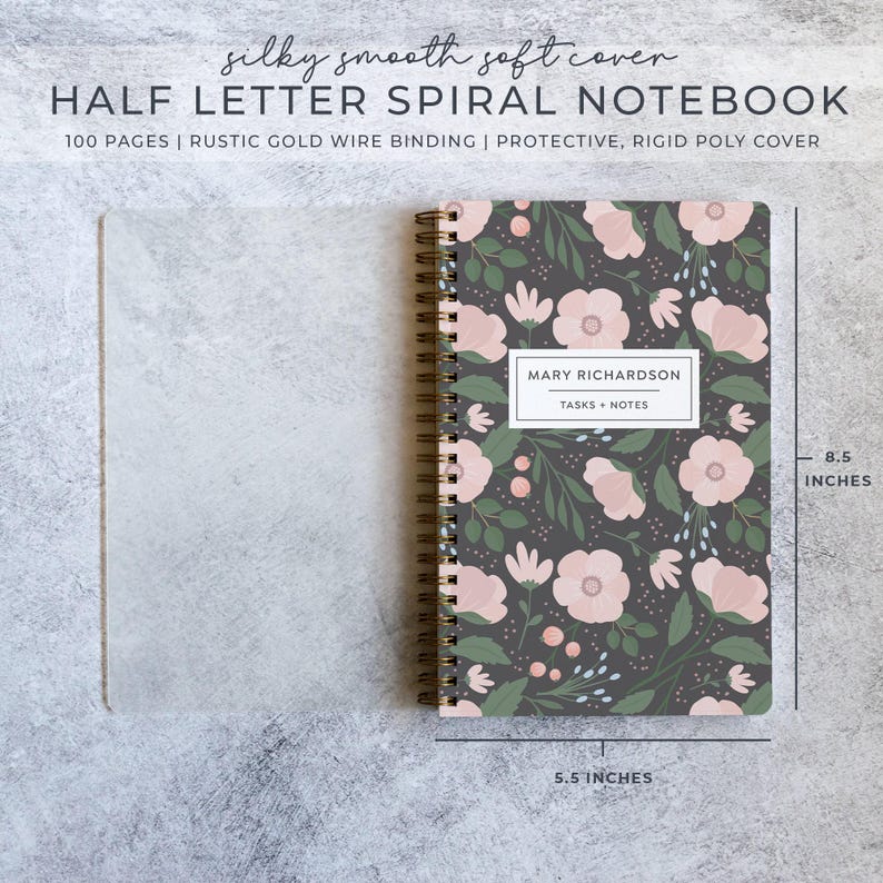 Minimalist Planner Notebook Personalized with Your Name, 100 Pages of To-Do Lists and Notes, Poly Cover, Custom Stocking Stuffer NB6357 image 3