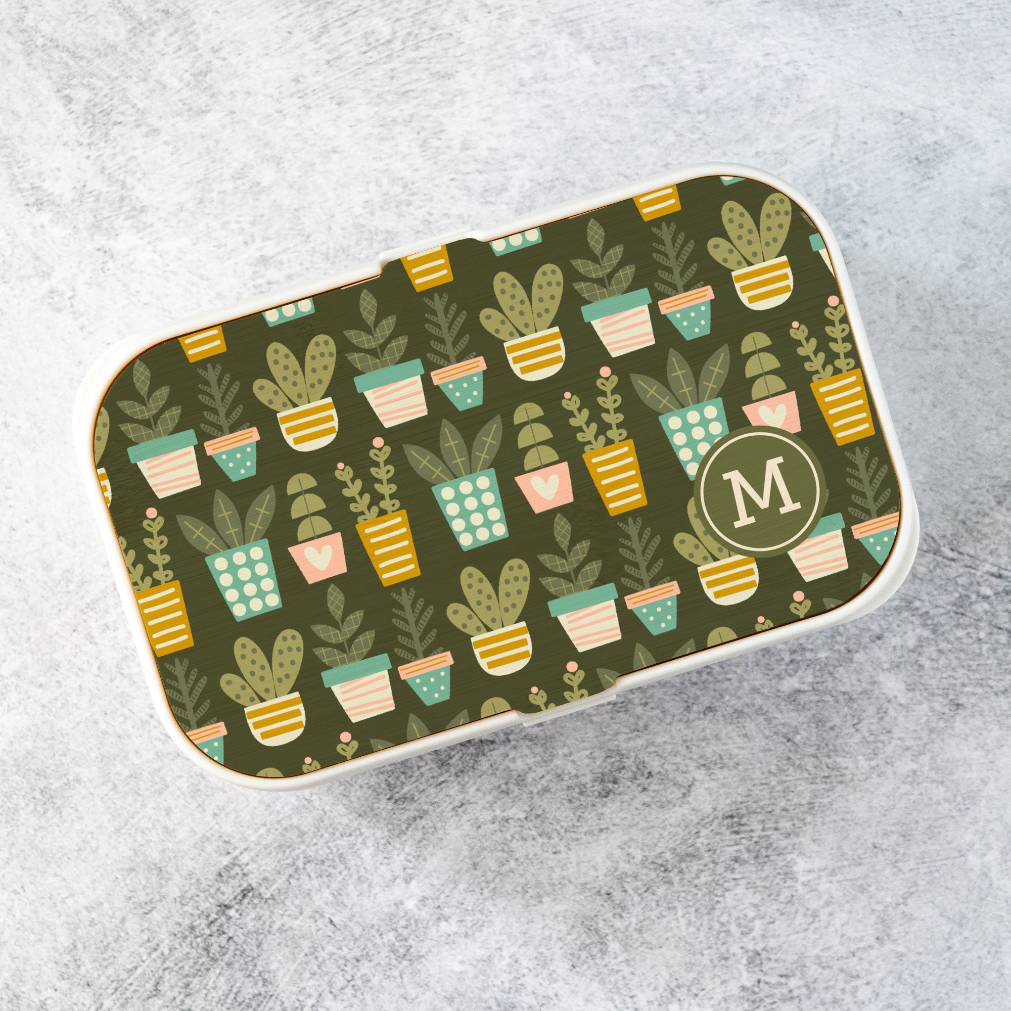 Bento Box for Adults With Utensils, Personalized Floral Design on