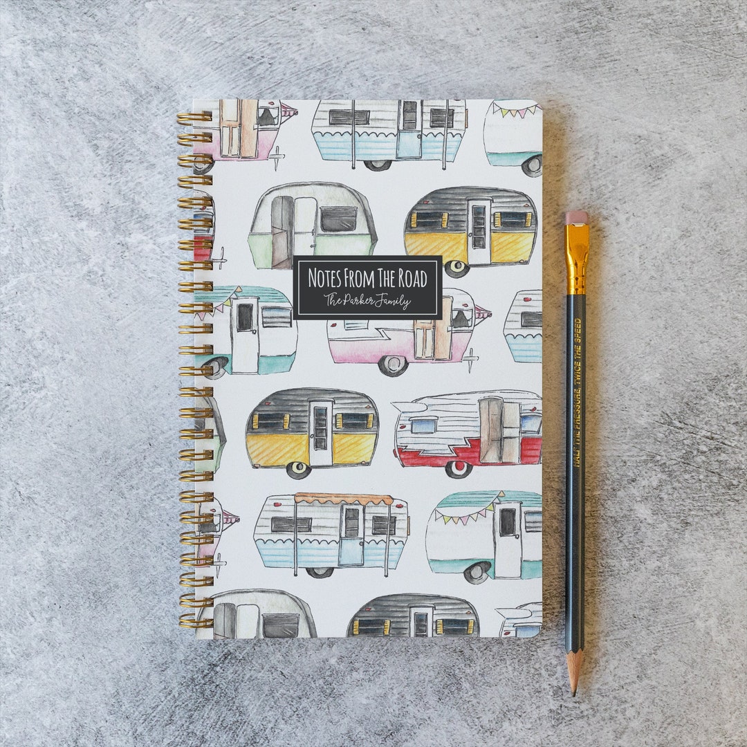 Personalized RV Travel Journal, Retro Camper Spiral Notebook With 100