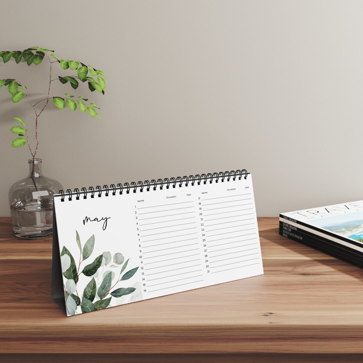 Perpetual Calendar With Stand Spiral-bound Desk Calendar for - Etsy