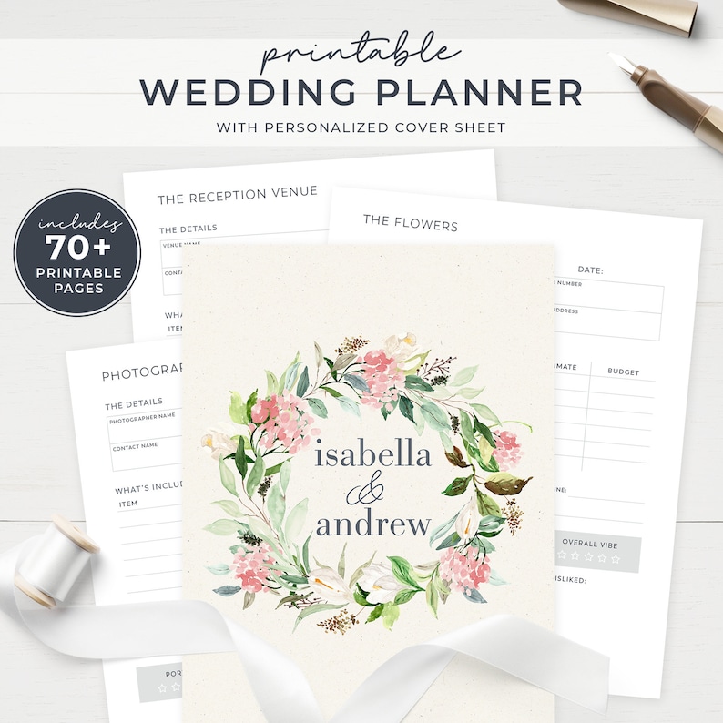 Printable Wedding Planner With Custom Cover Wedding Planning Etsy