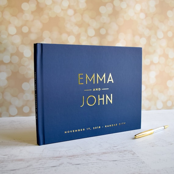 Navy Guest Book Simple Guestbooks Affordable Wedding Guest Books Basic Personalized Keepsakes Graduation Bar Mitzvah Sign In Books Gb200