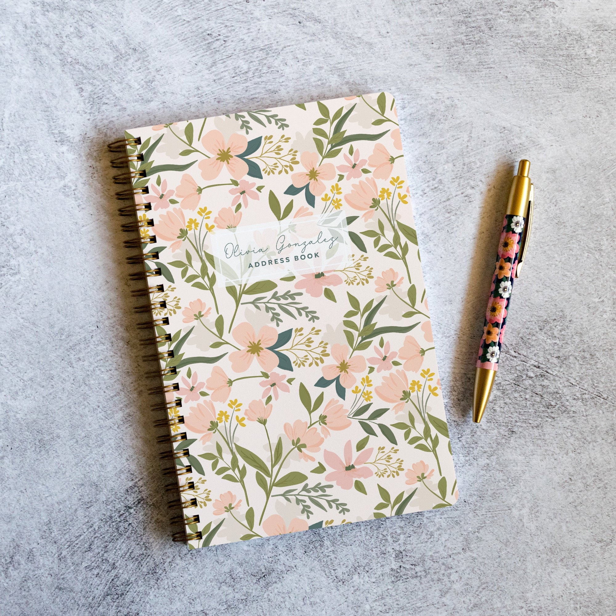 Address Book with Personalized Cover Gold Spiral Notebook for Etsy
