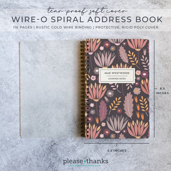 Personalized Address Book With Gold Spiral Binding and Perpetual Calendar Pages Custom Mother's Day Gifts Contacts Book NB6391 - Etsy