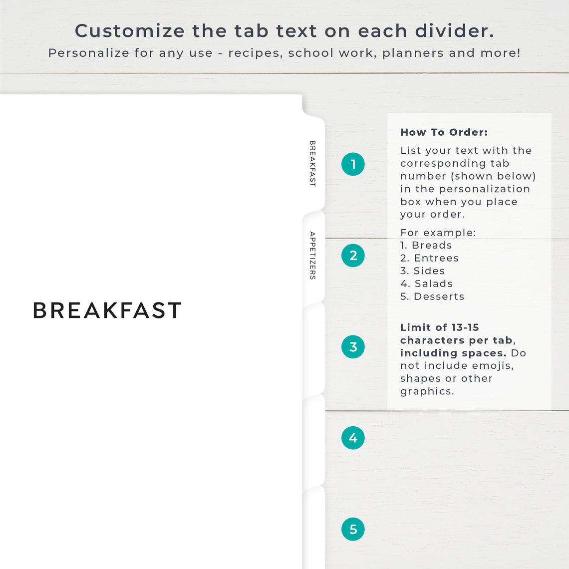 Custom Binder Dividers Printed Index Tabs Personalized With Etsy
