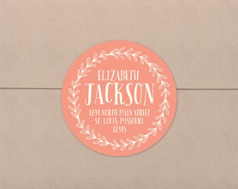 Address Stickers, Return Address Labels, Rustic, Round, Wedding Stationery, House Warming Gift, Wedding Gift, Personalized Stickers, RA1023