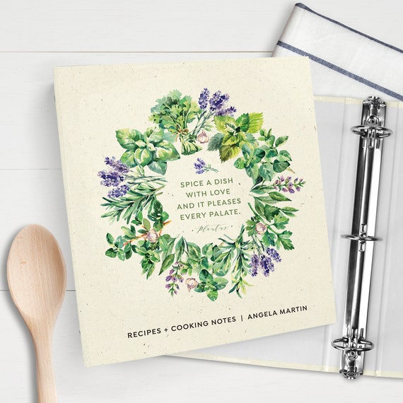 personalized recipe card binder Recipe Card Book | Herb Wreath Recipe Card Binder, Personalized Gifts, Custom  Recipe Organizer, Wedding Gifts, Wedding Shower Gifts 6262