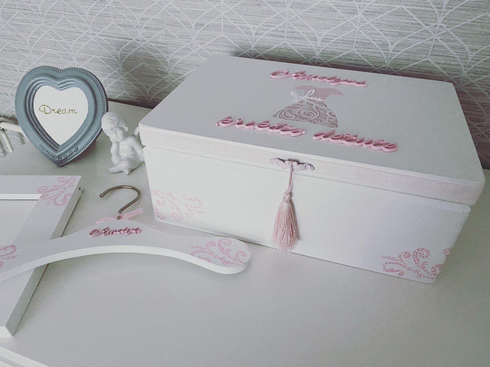 Wooden Christening box for a girl keepsake with dress Etsy