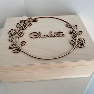 Box With Floral Frame and Name Wooden Keepsake With Name - Etsy