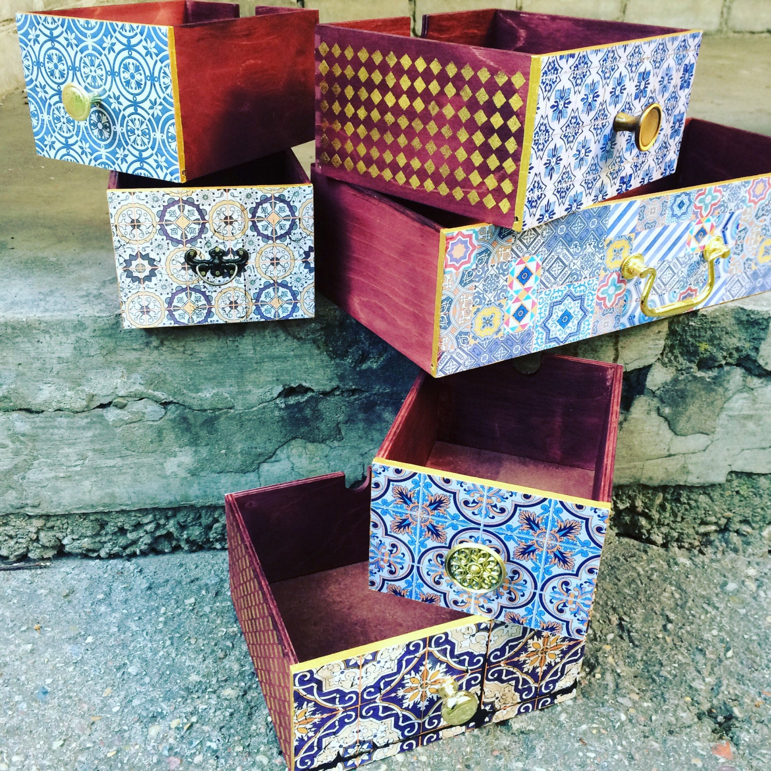 Decoupage de madera gran escritorio cómodo organizador de | Etsy