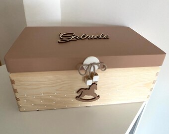 Personalised Christmas eve box, Box with a riding horse for baby, Wooden keepsake with name, personalised memory box, baby shower gift