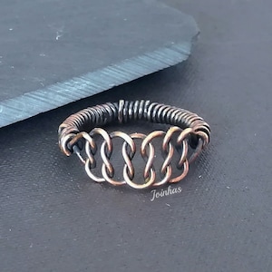 Copper knotted ring, celtic ring, elegant love knot ring, delicate hand wrapped ring, frienship ring, unique gift for women, 7th anniversary