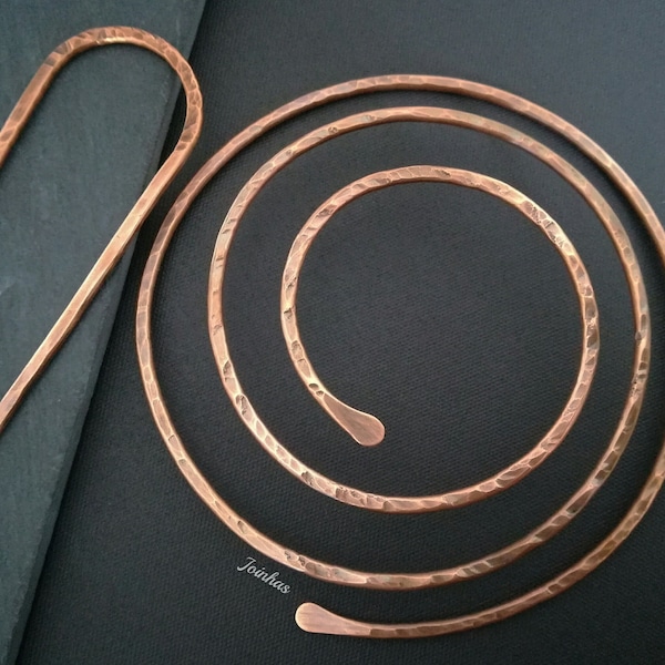 Spiral-Brötchenkäfig, Haarspange aus Kupfer oder Messing, Dutthalter in personalisierter Größe, perfektes Geschenk für langes Haar, Schmuck für dickes Haar, Haarkamm