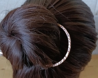 Copper or brass hair fork, minimalist hair accessory, perfect gift for long hair women, simple bun holder, personalized size fork, hair pin