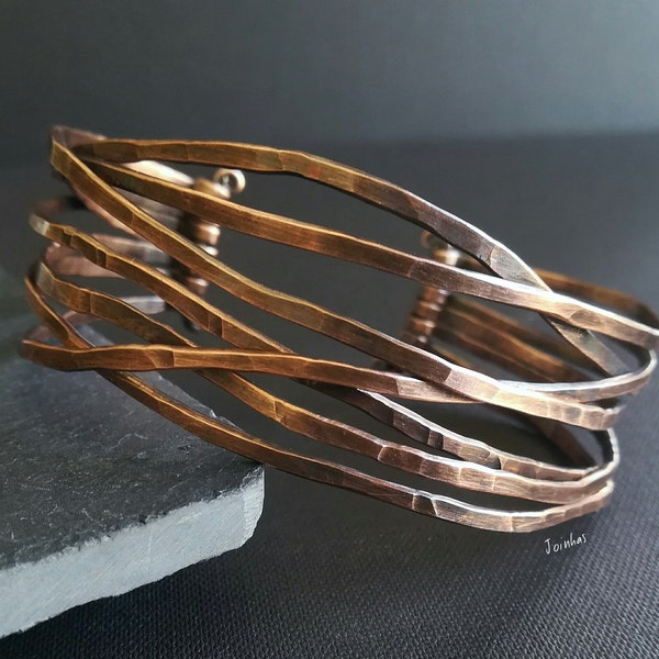 Pulsera de puño de cobre, puño de alambre minimalista, pulsera simple, casual, elegante y cotidiana, regalo de joyería perfecto para mujeres jóvenes