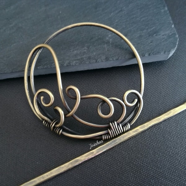 Barrette à cheveux, support pour chignon en cuivre ou en laiton, barrette à cheveux, accessoire pour cheveux, cadeau parfait pour les cheveux longs, bijoux pour cheveux, peigne à cheveux, barrette à cheveux en métal