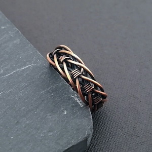 Braided copper ring, alternative wedding band ring, friendship ring for two, 7th anniversary gift, best friends band ring, men or women ring