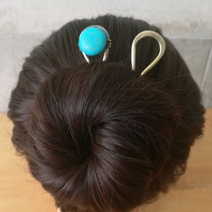 Haargabel aus Kupfer oder Messing, minimalistisches Haar-Accessoire, perfektes Geschenk für lange Haare Frauen, einfacher Haarknotenhalter, Gabel in personalisierter Größe, Haarnadel Bild 4