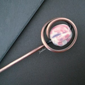 Circle hair stick, solid copper hair pin, personalized hair accessories, rustic hair jewelry, perfect gift for women, unique hair comb