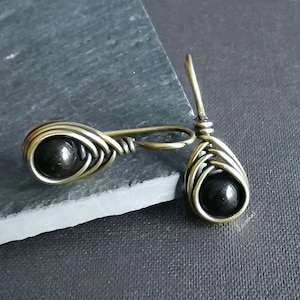 Onyx earrings, 1.2&quot; everyday earrings, womens jewelry gift, personalized silver brass or copper minimalist earrings, black gemstone drops