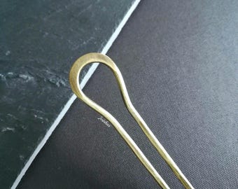 Haarvork van koper of messing, minimalistisch haaraccessoire, perfect cadeau voor vrouwen met lang haar, eenvoudige knothouder, vork met gepersonaliseerde maat, haarspeld