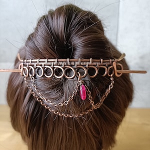 Large hair slide, copper bun holder, barrette for thick hair, hair accessory, perfect gift for long hair, unique hair jewelry