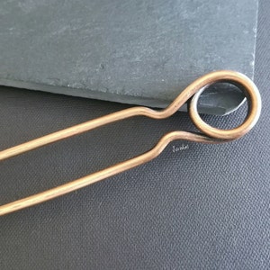 Copper or brass hair fork, minimalist hair pin, hair accessory, perfect gift for long hair women, rustic bun holder, personalized size fork