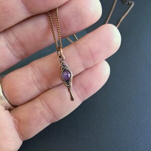Amethyst earrings and pendant set, copper necklace, february birthstone, elegant jewelry gift for women, purple bundle, lightweight earrings image 5