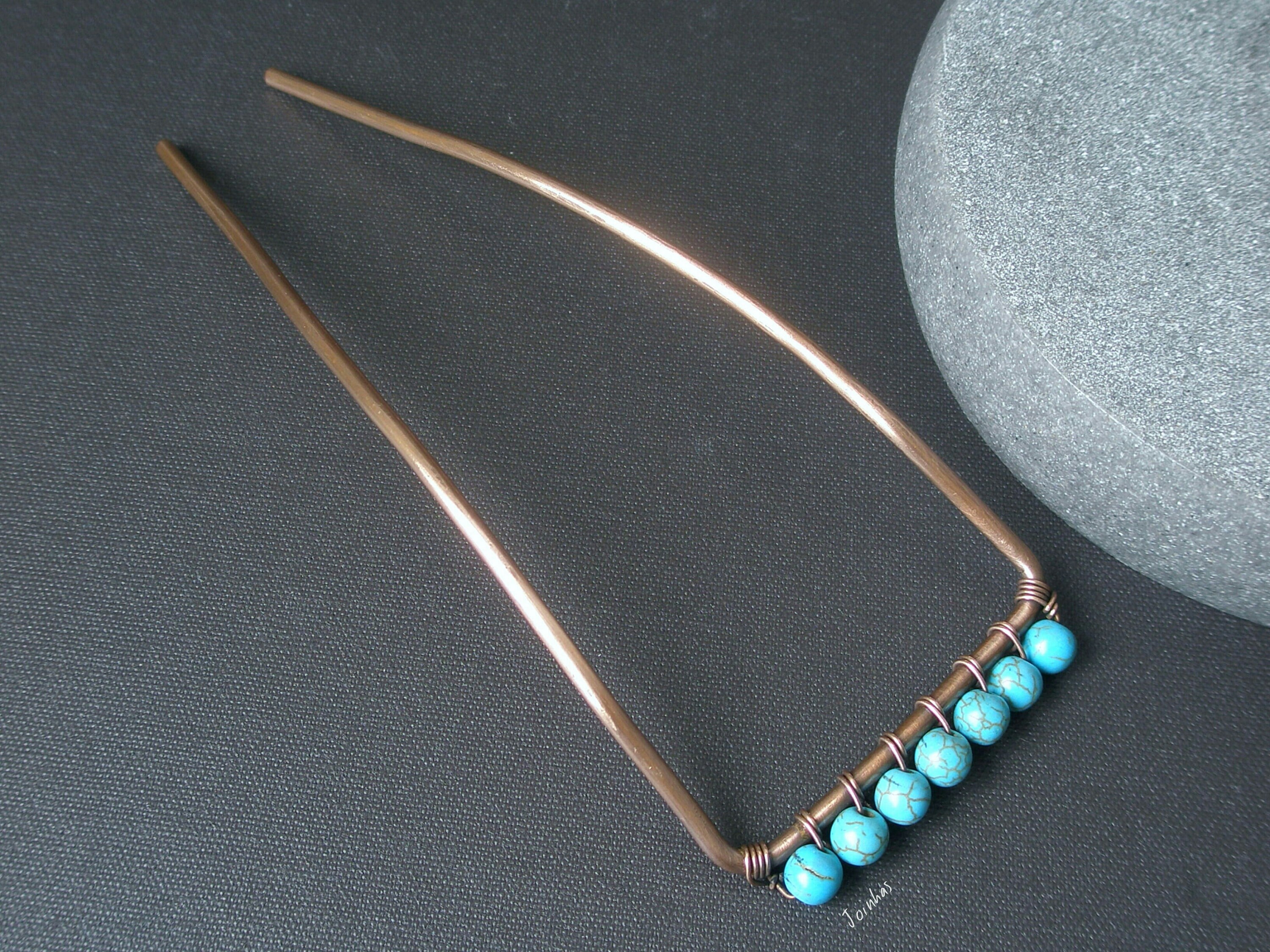 Türkise Haarnadel Massive Kupfer Haarnadel Haarschmuck | Etsy