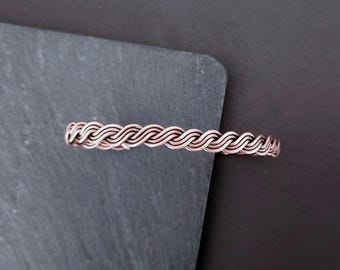 Braided Cuff Bracelet, Copper or Brass Couples Bracelet, Best Friends Bracelet, Handmade Jewelry