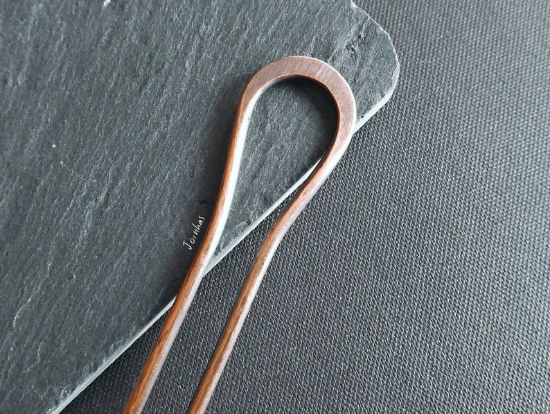Copper or brass hair fork, minimalist hair accessory, perfect gift for long hair women, simple bun holder, personalized size fork, hair pin image 2