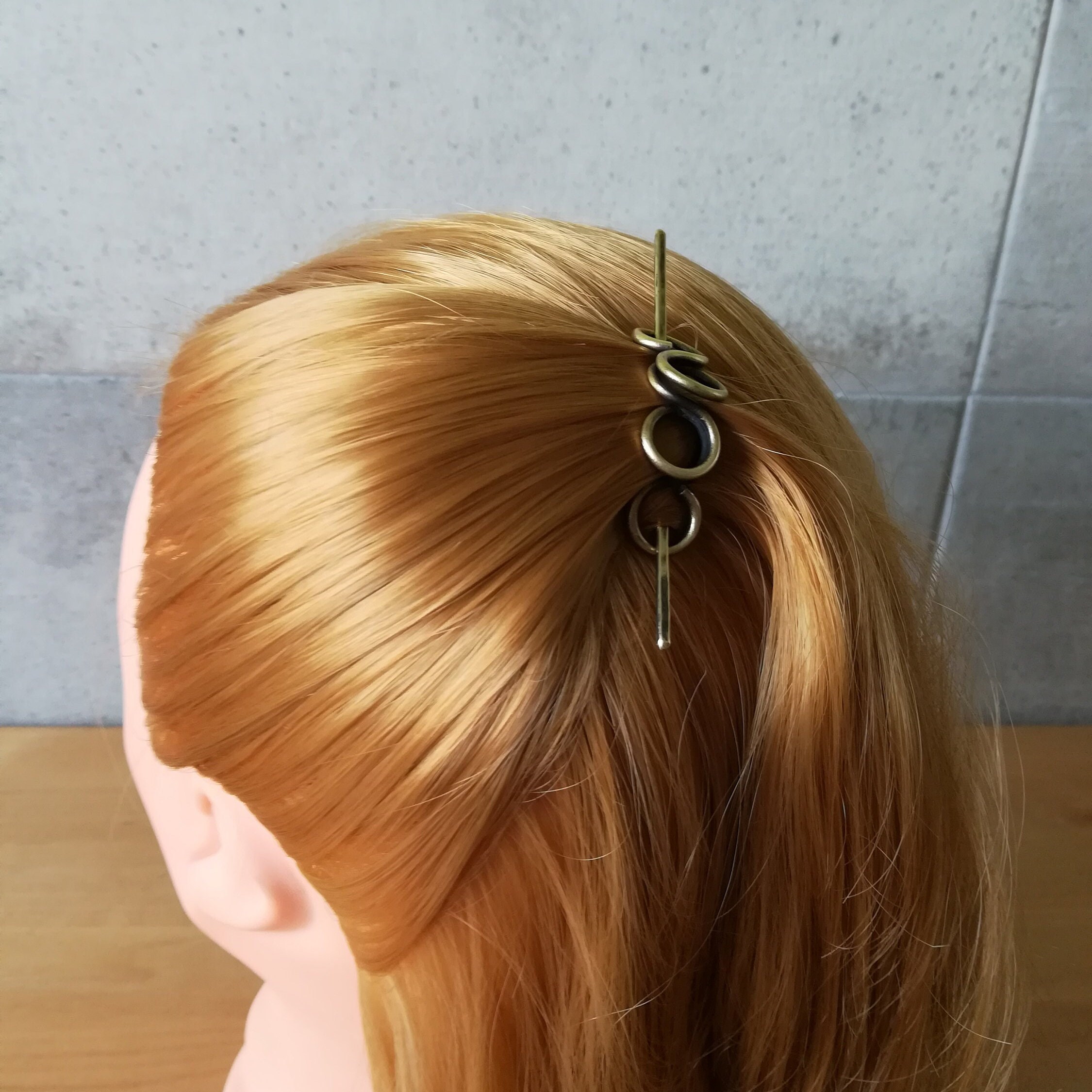 Large Hair Slide, Copper or Brass Bun Holder, Barrette for  display picture 1