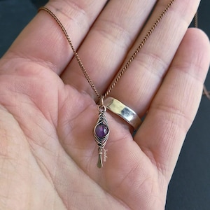 Amethyst earrings and pendant set, copper necklace, february birthstone, elegant jewelry gift for women, purple bundle, lightweight earrings image 7