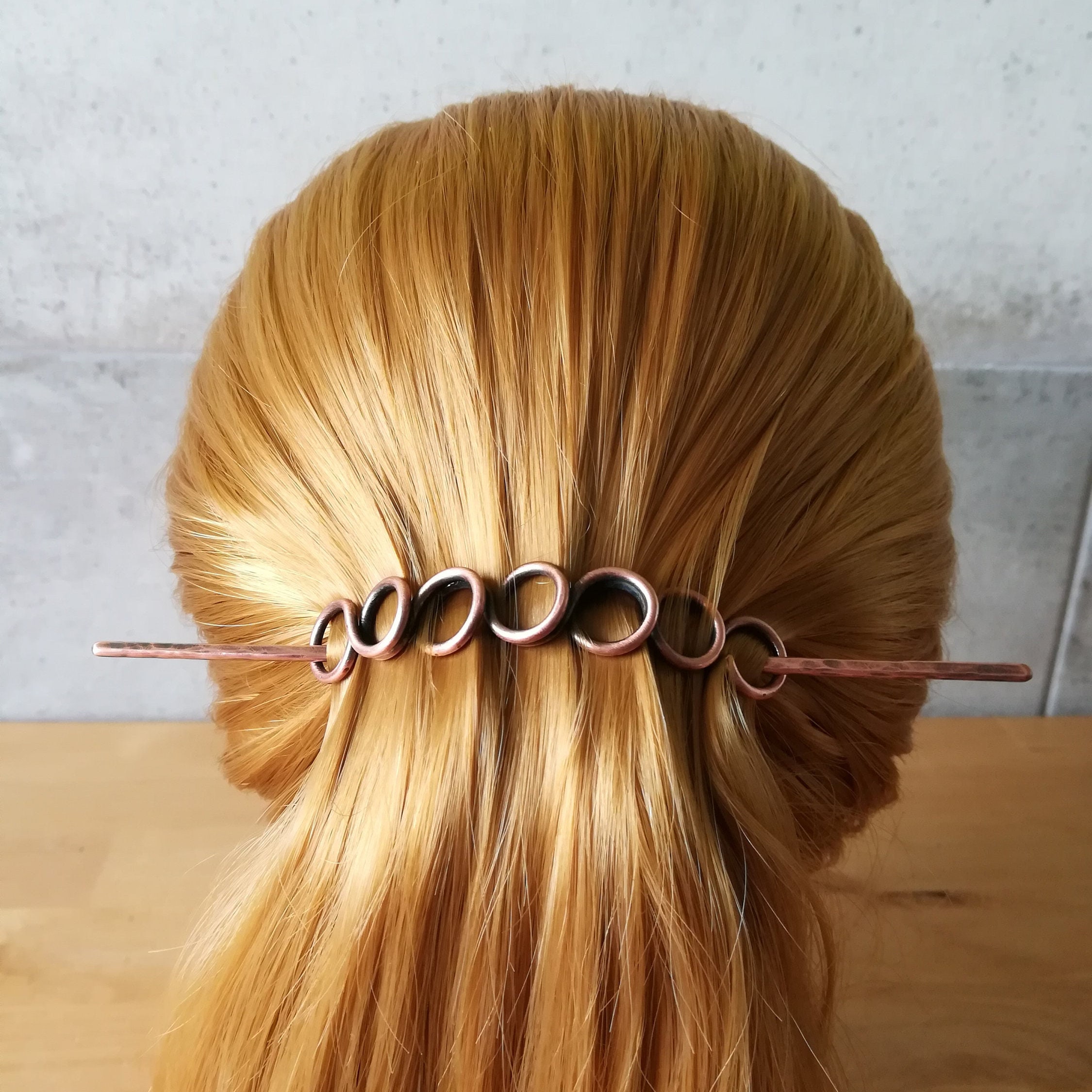 Large Hair Slide, Copper or Brass Bun Holder, Barrette for  display picture 2