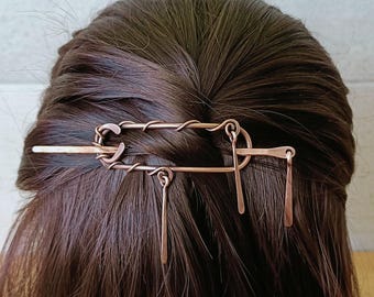 Handmade Brass or Copper Hair Barrette, Elegant Wire Hair Accessory