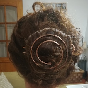 Spiral bun cage, copper or brass hair barrette, personalized size bun holder, perfect gift for long hair, thick hair jewelry, hair comb image 3