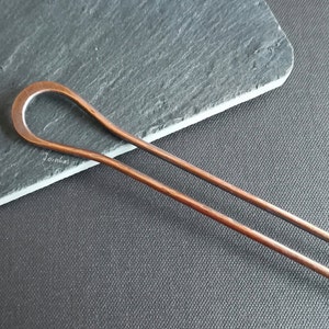 Copper or brass hair fork, minimalist hair accessory, perfect gift for long hair women, simple bun holder, personalized size fork, hair pin image 5