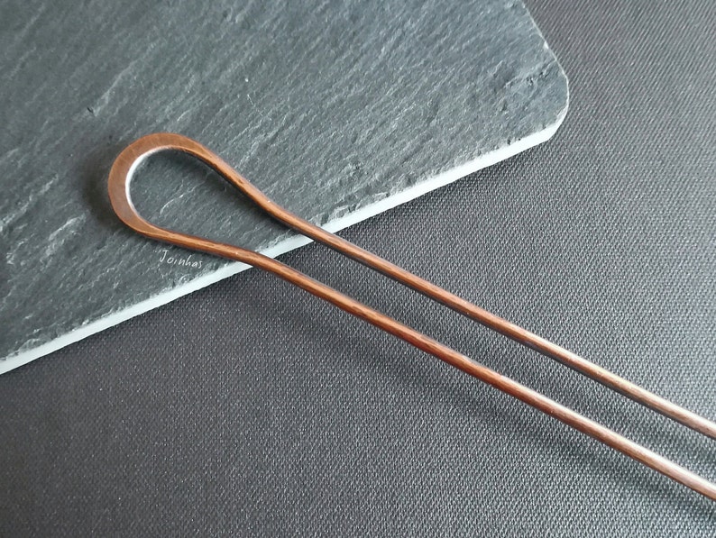 Copper or brass hair fork, minimalist hair accessory, perfect gift for long hair women, simple bun holder, personalized size fork, hair pin image 5