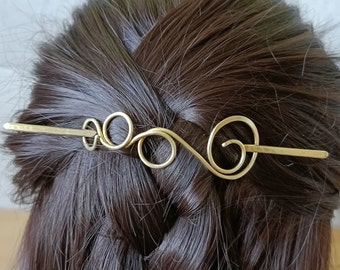 Elegant small hair slide, copper or brass bun holder, hair barrette, hair accessory, perfect hair jewelry gift, hair comb, metal hair clip