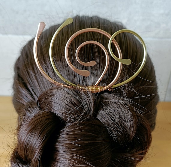 Elegant Copper Hair Combs ELEGANT HAIR COMB Floral Irredescent Copper-Vntg-Look Classy  main image 3