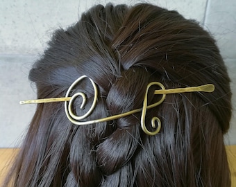 Small hair slide, copper or brass bun holder, hair barrette, hair accessory, perfect hair jewelry gift, hair comb, metal hair clip