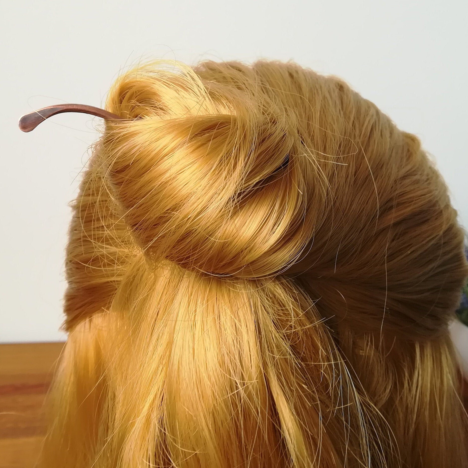 Copper or Brass Hair Slide With Stick, Bun Holder, Elegant  display picture 3