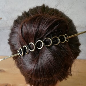 大きなヘアスライド、銅または真鍮のお団子ホルダー、太い髪用のバレッタ、ヘアアクセサリー、長い髪に最適なギフト、パーソナライズされたヘアジュエリー