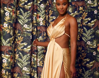 Open back luxurious long evening gown made to measure