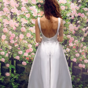 Custom Satin Wedding Jumpsuit: Modern Bridal Pantsuit, Elegant Wide Leg