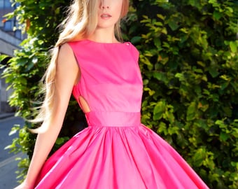 knee length dresses for ladies Pink Fit And Flare Dress Mini main image 0