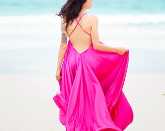 open back maternity maxi dress Orange V-Neck Open Back Maternity Maxi Dress